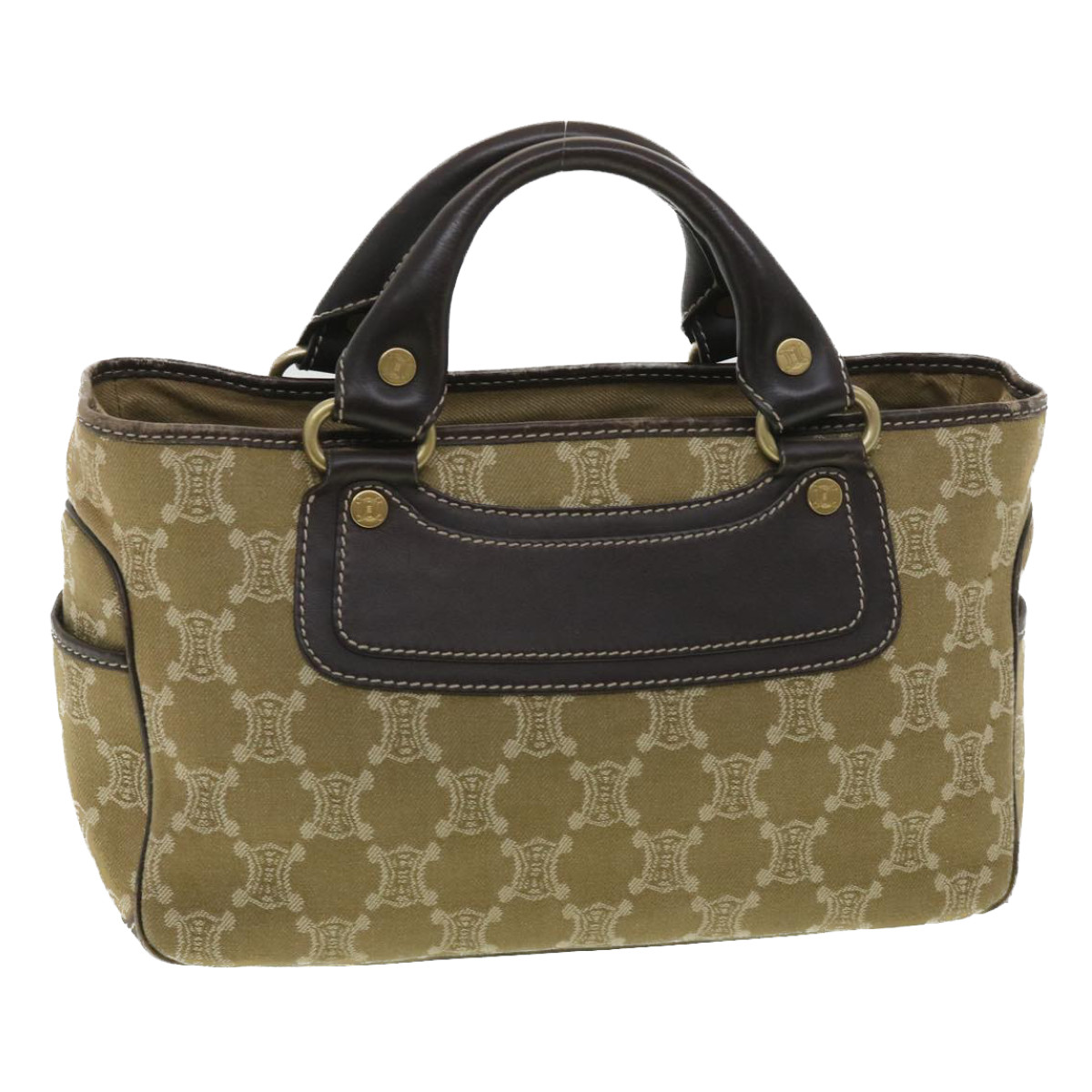 Celine Paris Macadam Canvas Hand Bag Brown Auth Ti813